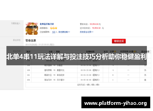 北单4串11玩法详解与投注技巧分析助你稳健盈利 北单4串11玩法详解与投注技巧分析助你稳健盈利