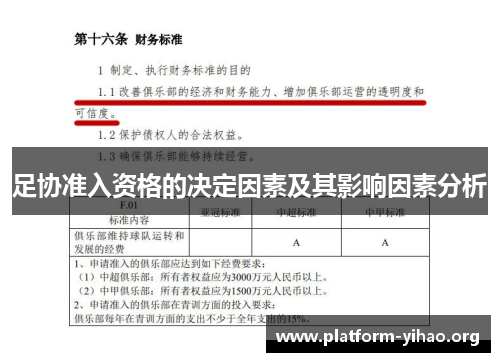足协准入资格的决定因素及其影响因素分析 足协准入资格的决定因素及其影响因素分析